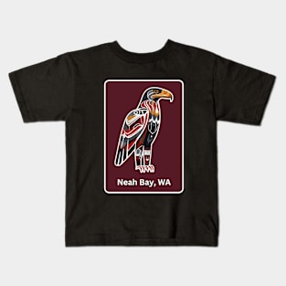 Neah Bay Washington Native American Indian American Red Background Eagle Hawk Haida Kids T-Shirt